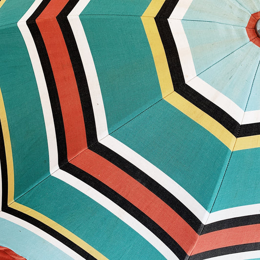 60s Vintage Shelta Striped Beach Umbrella