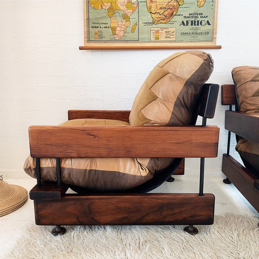 70s Post & Rail Furniture Slingback Lounge Chairs