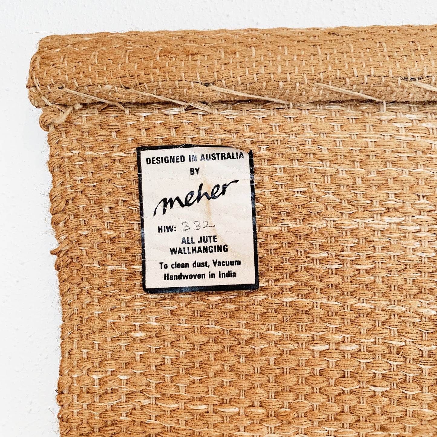70s Vintage Meher "All The Wildflowers" Jute Wall Hanging