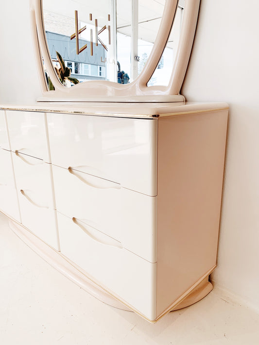80s Shell Pearl Art Deco Revival Dresser
