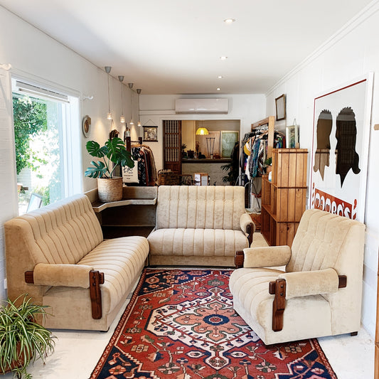 80s Vintage Lexmere Furniture Modular Velour Lounge Suite