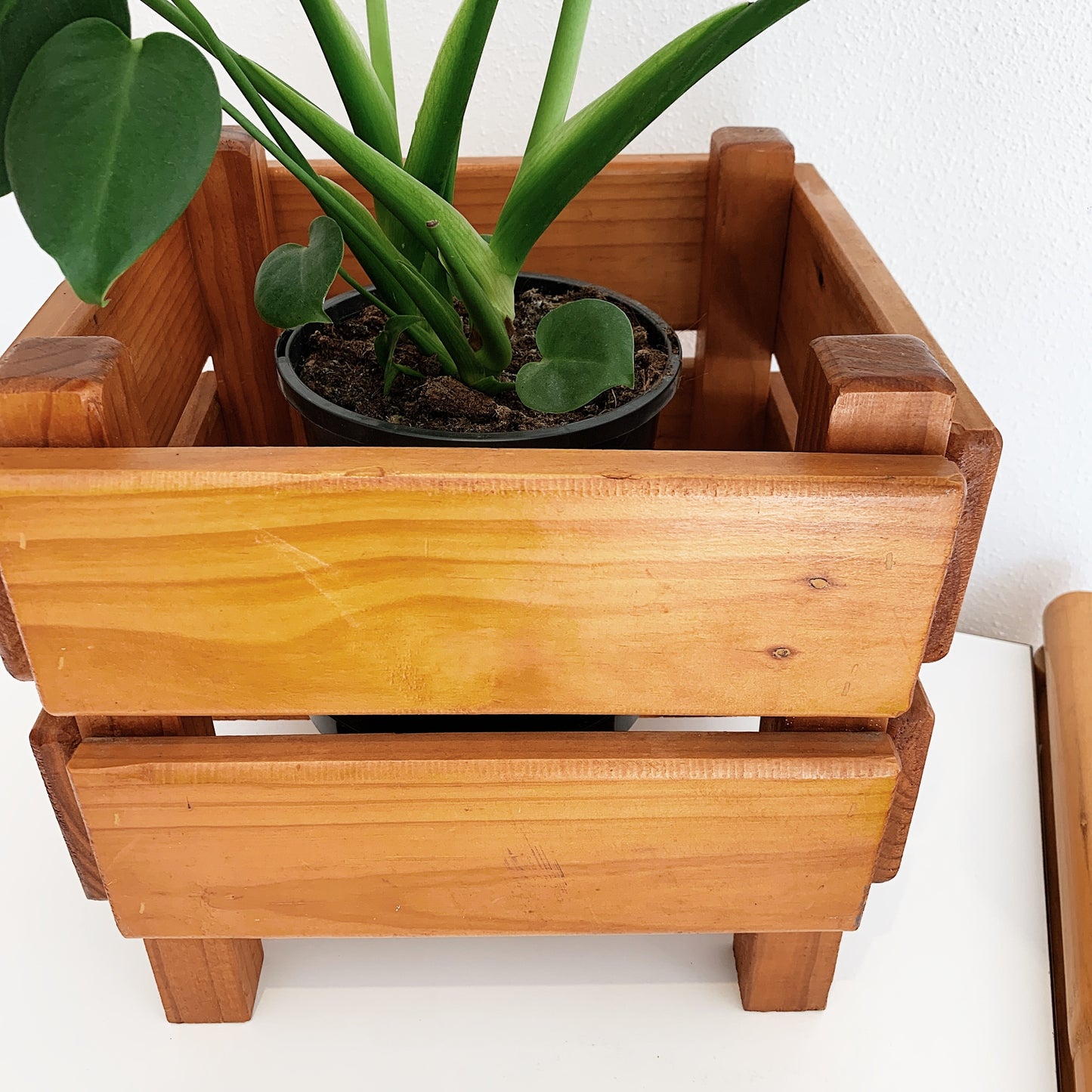 80s Vintage Pine Planter