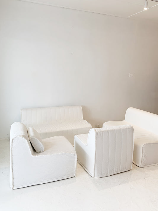Vintage White On White Modular Sofa Set
