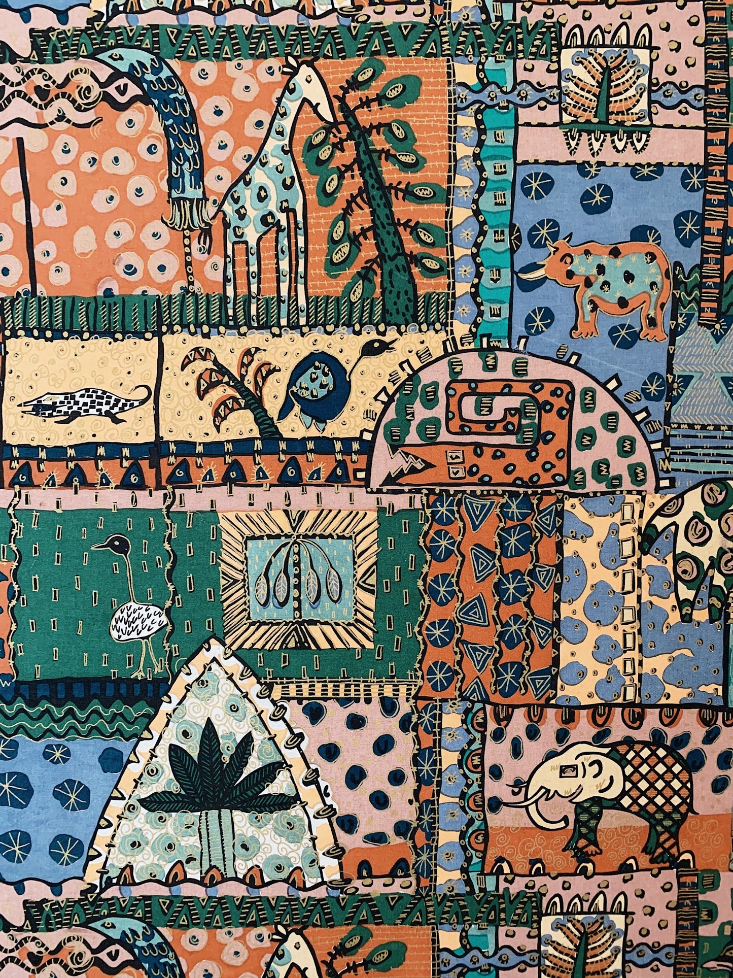 Africana Repeating Pattern Gilt-Framed Textile Print