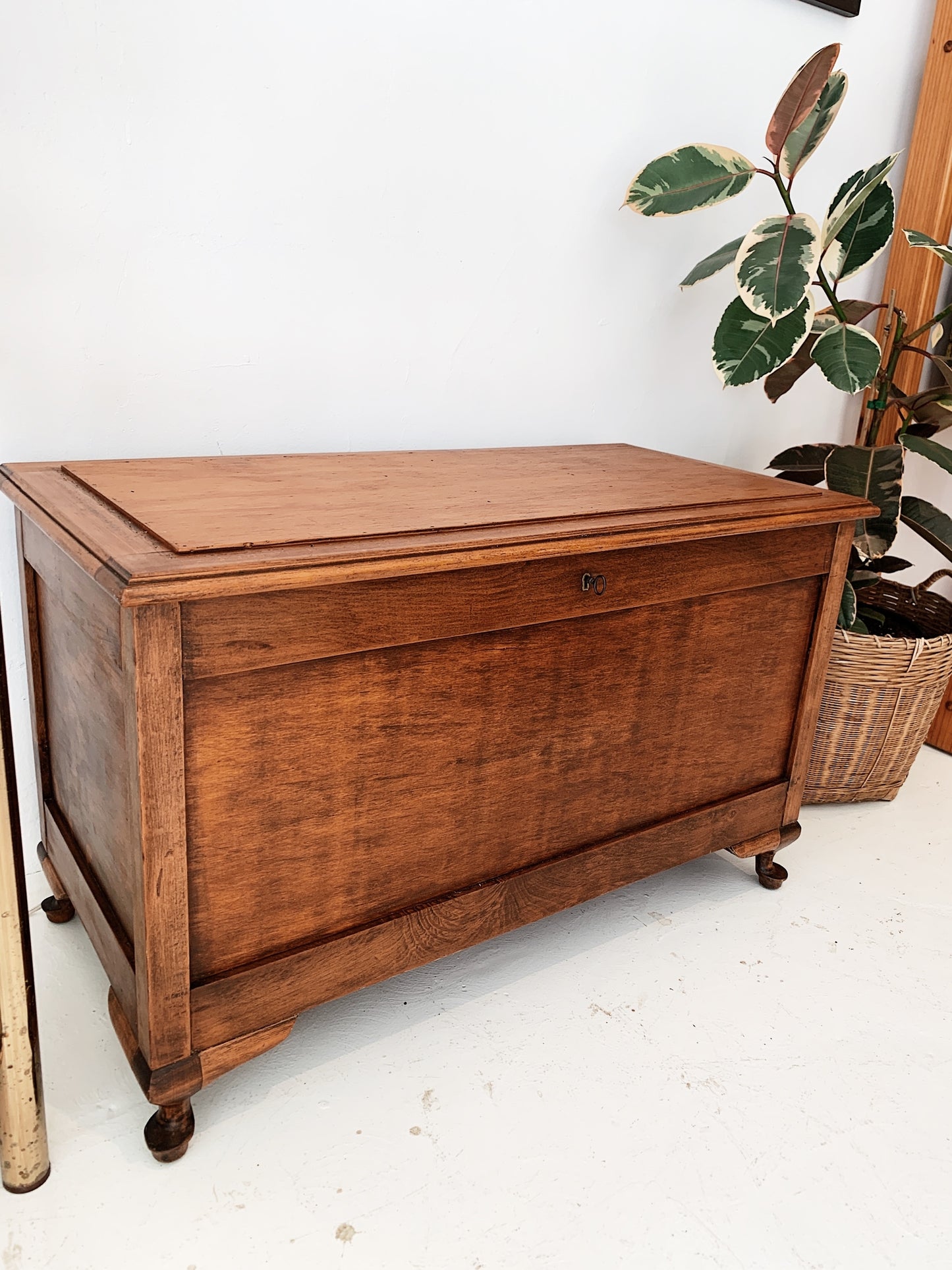 Antique Wooden Lock & Key Blanket Chest