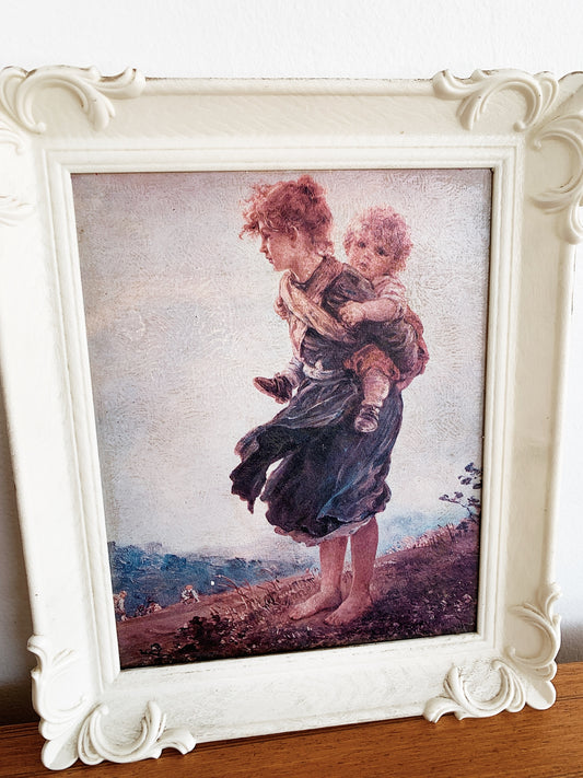 Antique Ludwig Knauss "Little Burden" Framed Print