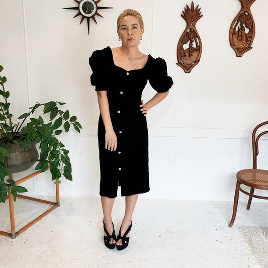 Vintage 80s Aurelie Velvet Sweetheart Dress