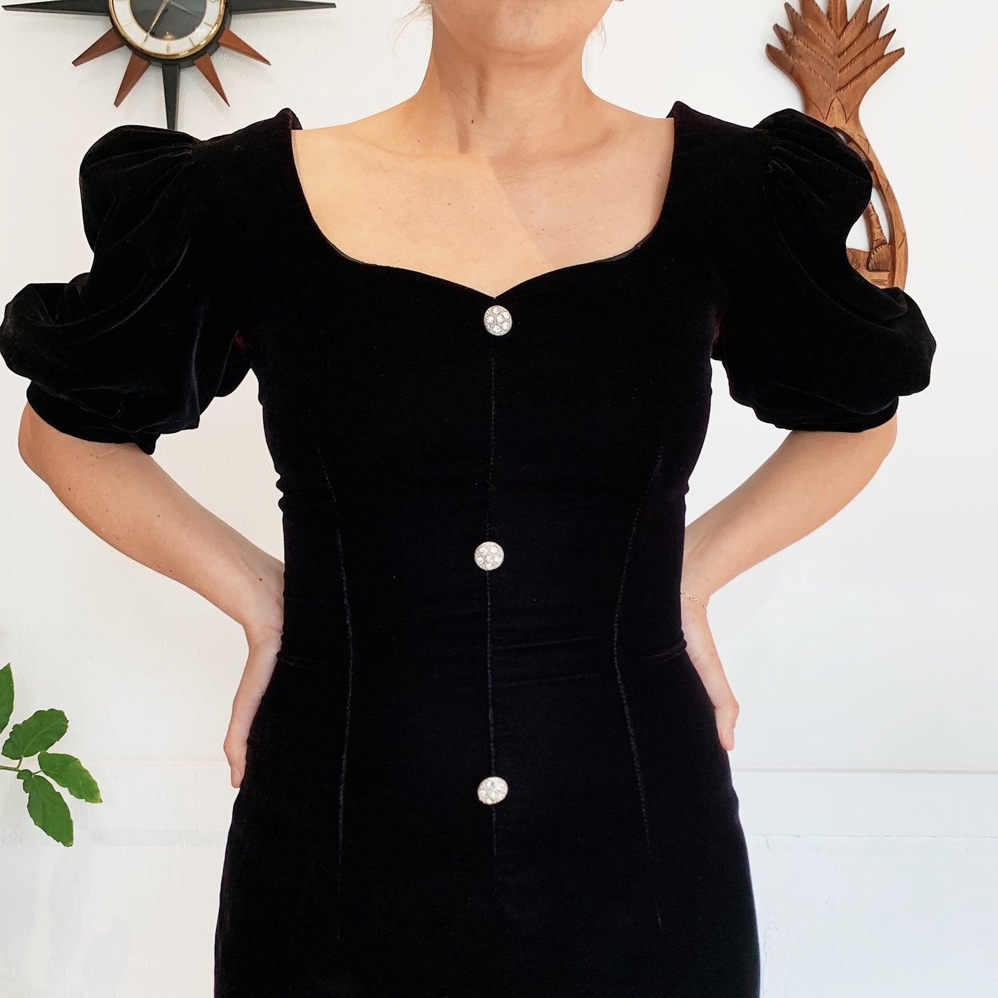 Vintage 80s Aurelie Velvet Sweetheart Dress