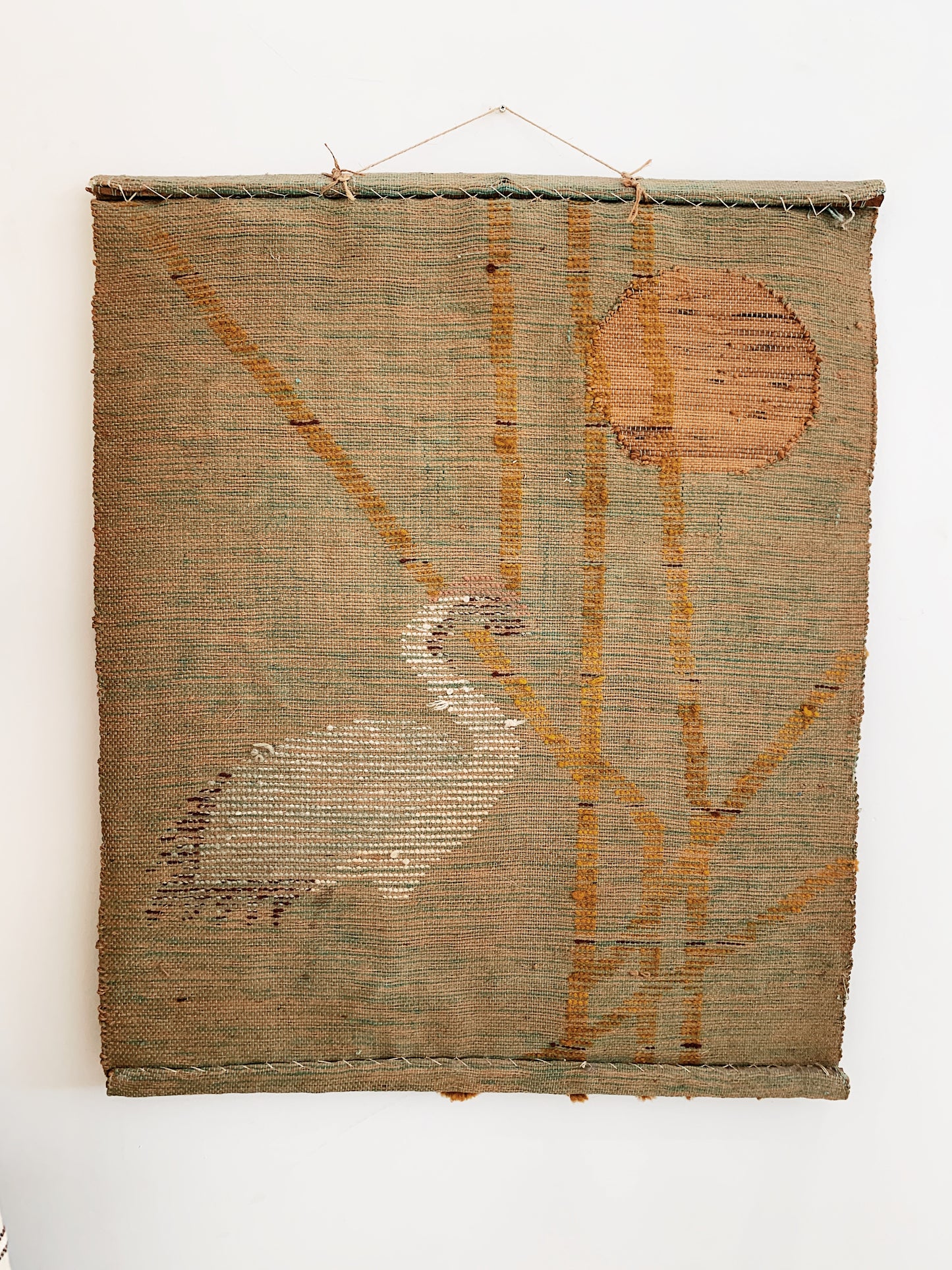 Bamboo Forest Crane Jute Wall Hanging 2.0