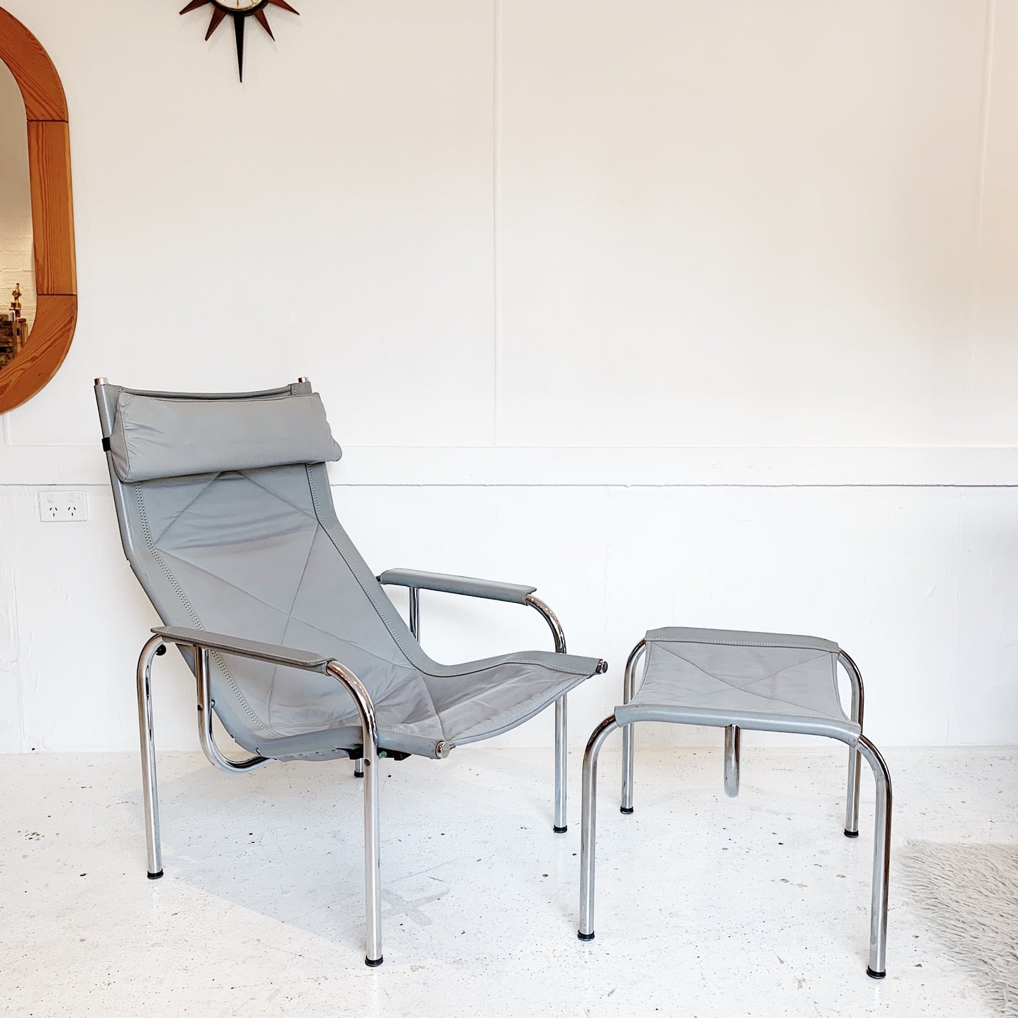 Hans Eichenberger Pewter Grey Lounge Chair and Ottoman