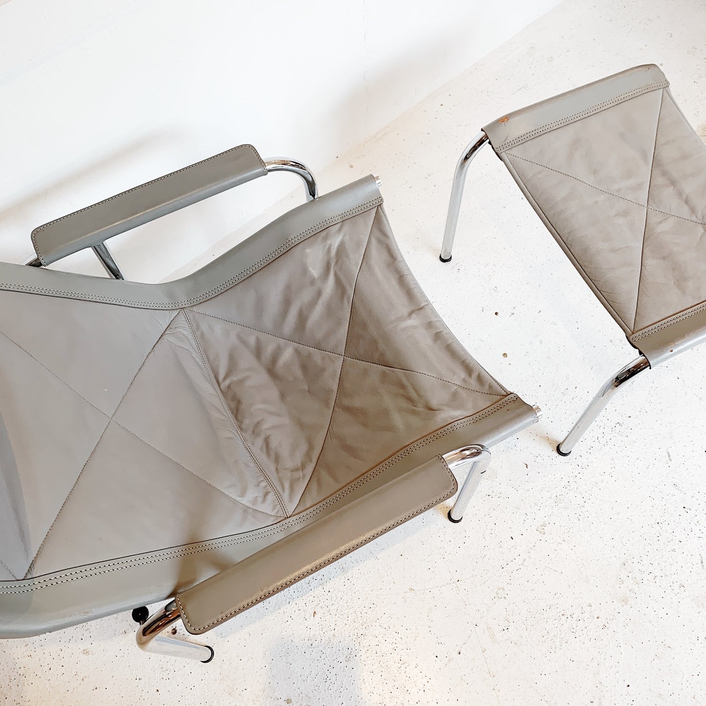 Hans Eichenberger Pewter Grey Lounge Chair and Ottoman