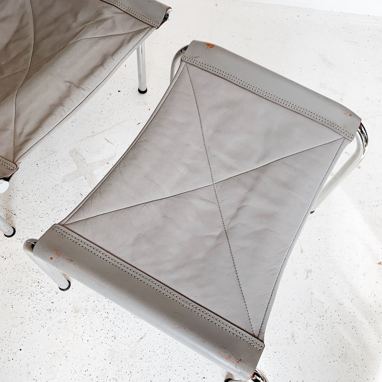 Hans Eichenberger Pewter Grey Lounge Chair and Ottoman