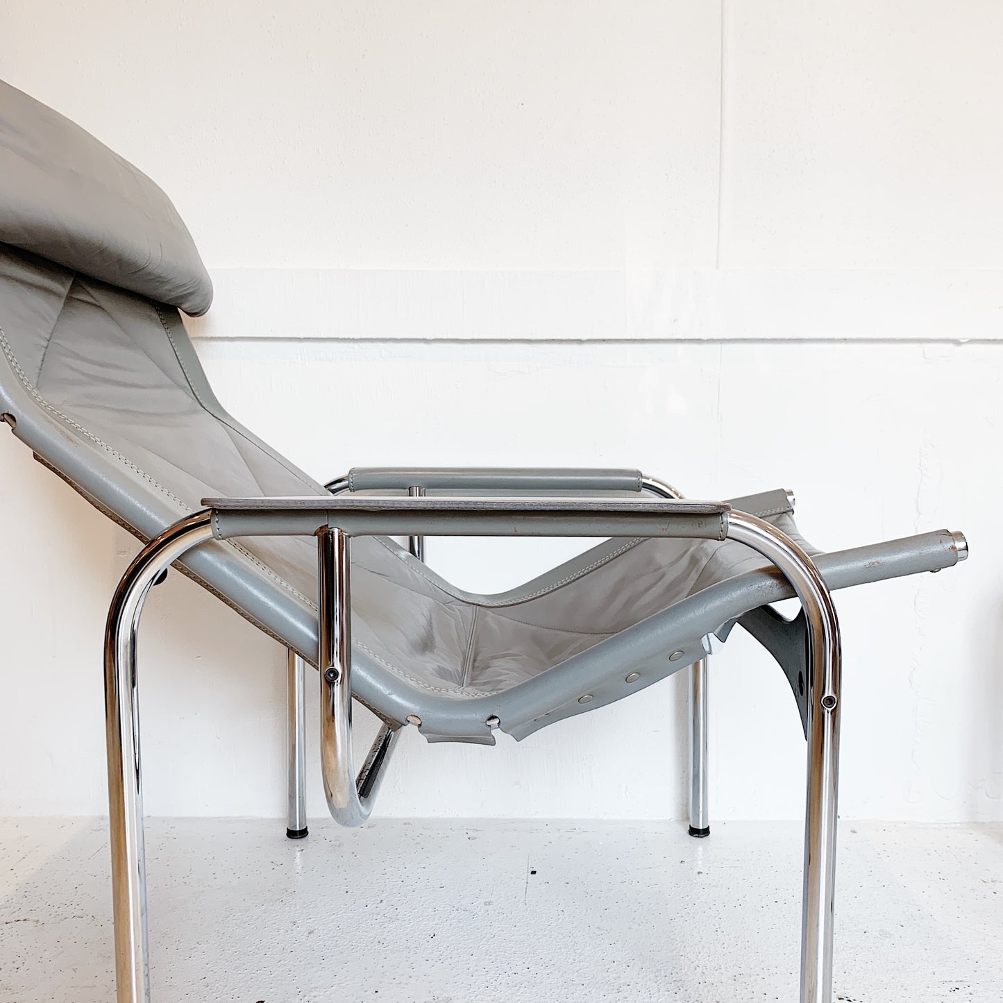 Hans Eichenberger Pewter Grey Lounge Chair and Ottoman