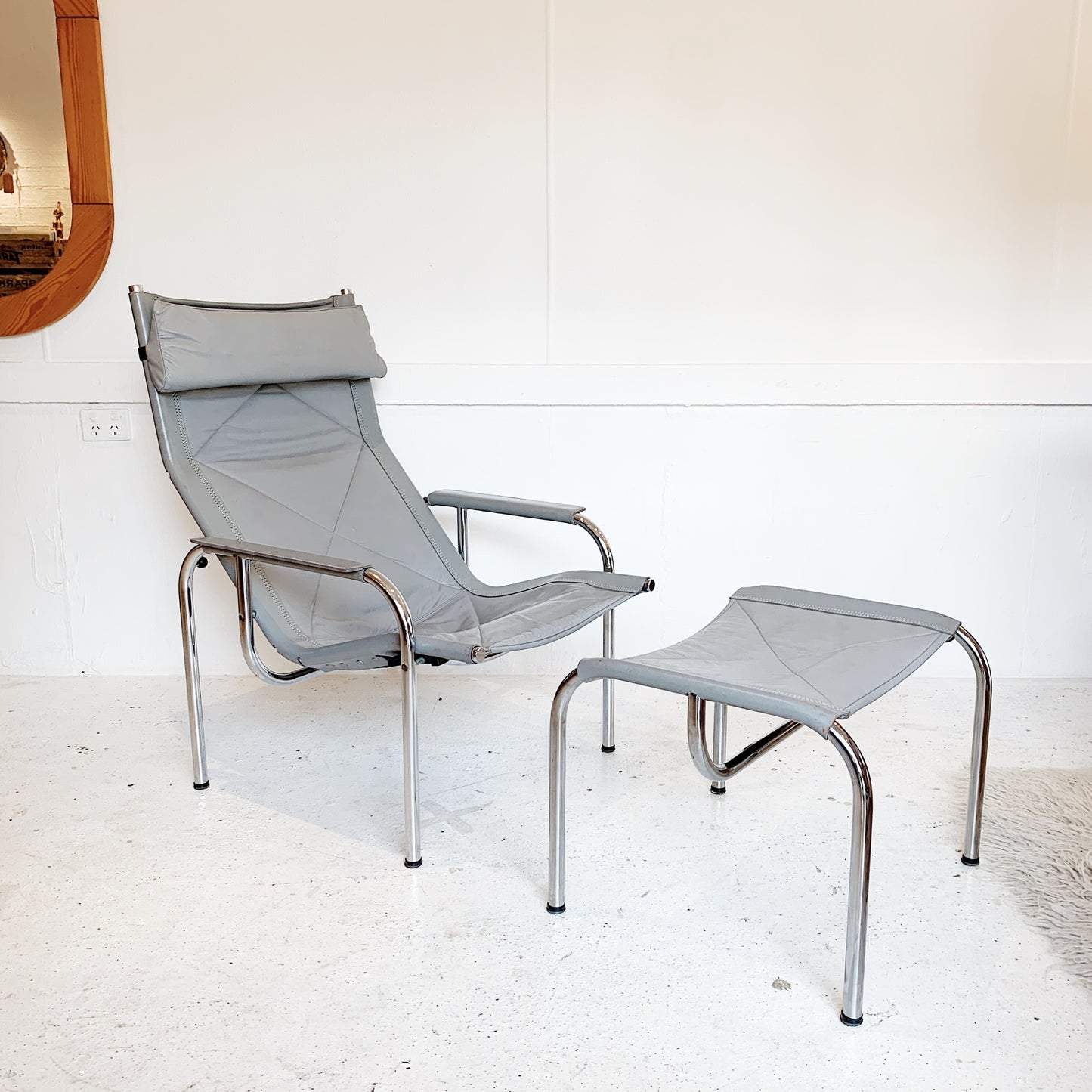 Hans Eichenberger Pewter Grey Lounge Chair and Ottoman