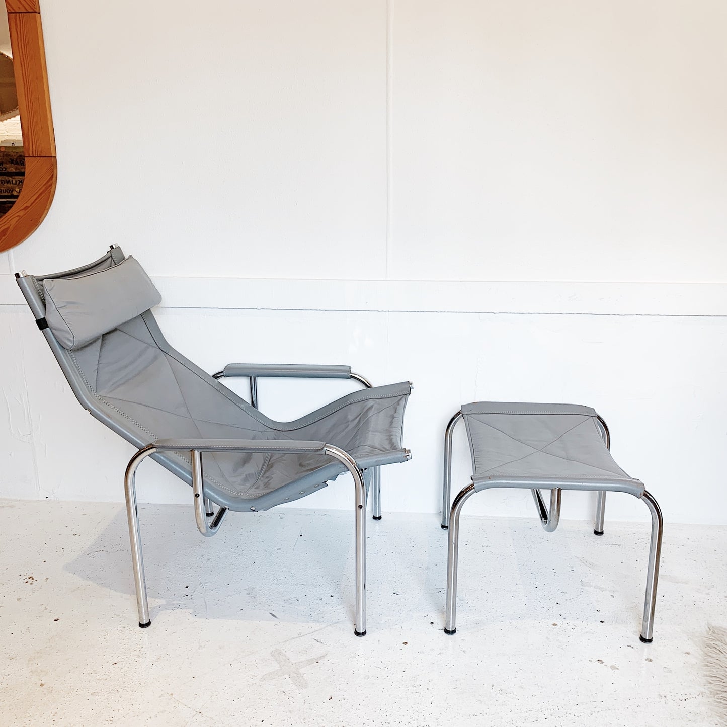 Hans Eichenberger Pewter Grey Lounge Chair and Ottoman