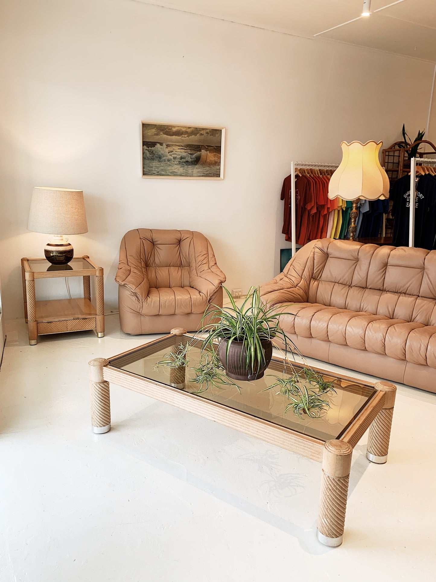 Hollywood Regency Shell Rope Design Coffee Table