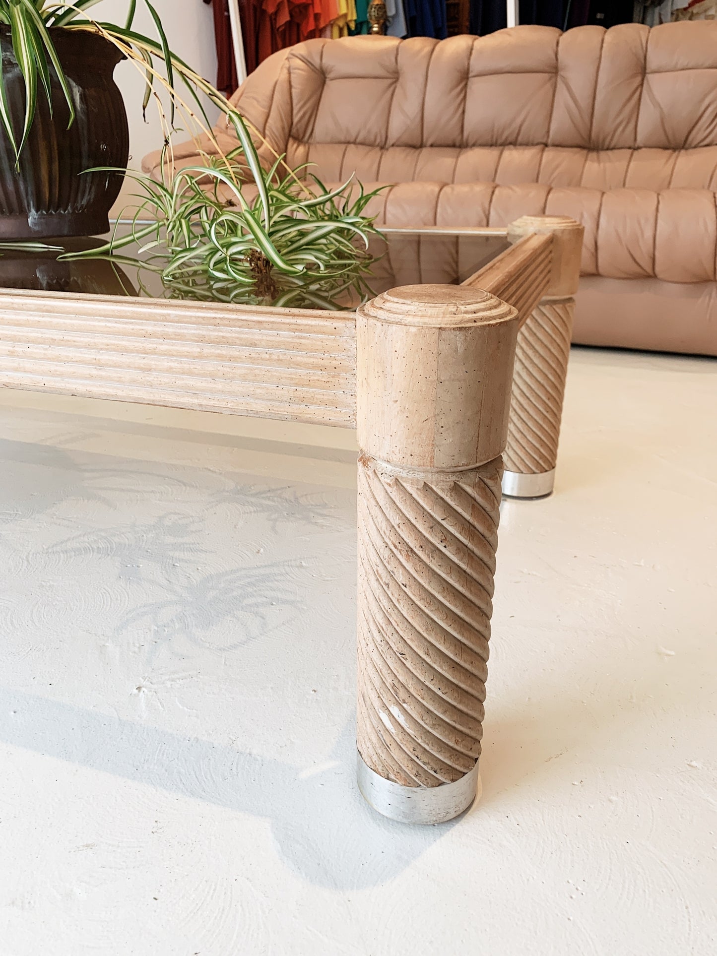 Hollywood Regency Shell Rope Design Coffee Table