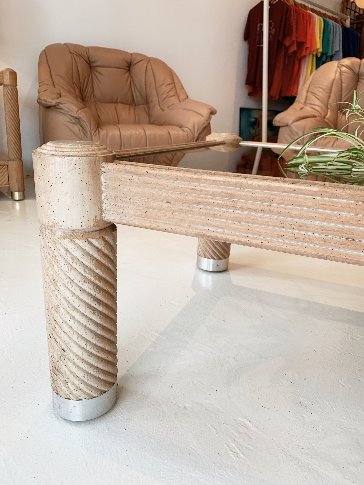 Hollywood Regency Shell Rope Design Coffee Table