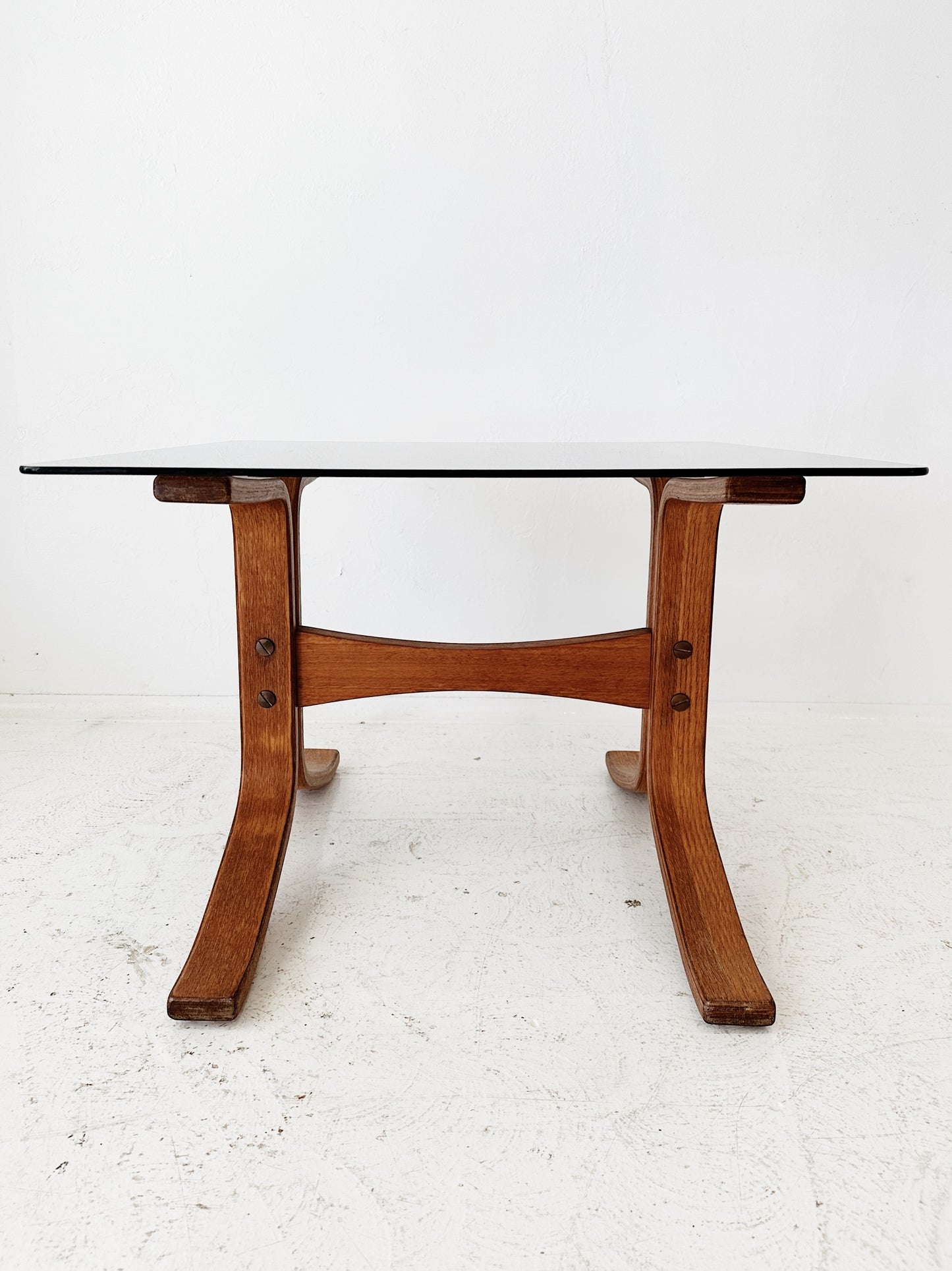 Ingmar Relling Norwegian Bentwood & Smoke Glass Side Table