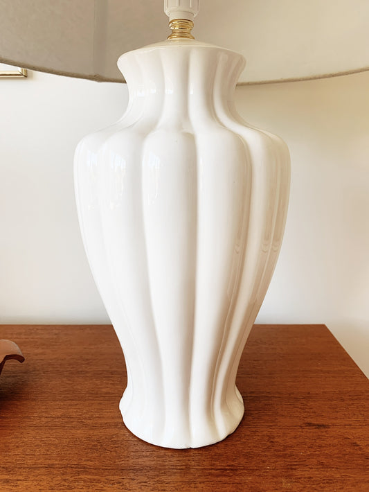 Italian Ceramic Table Lamp & Linen Drum Shade