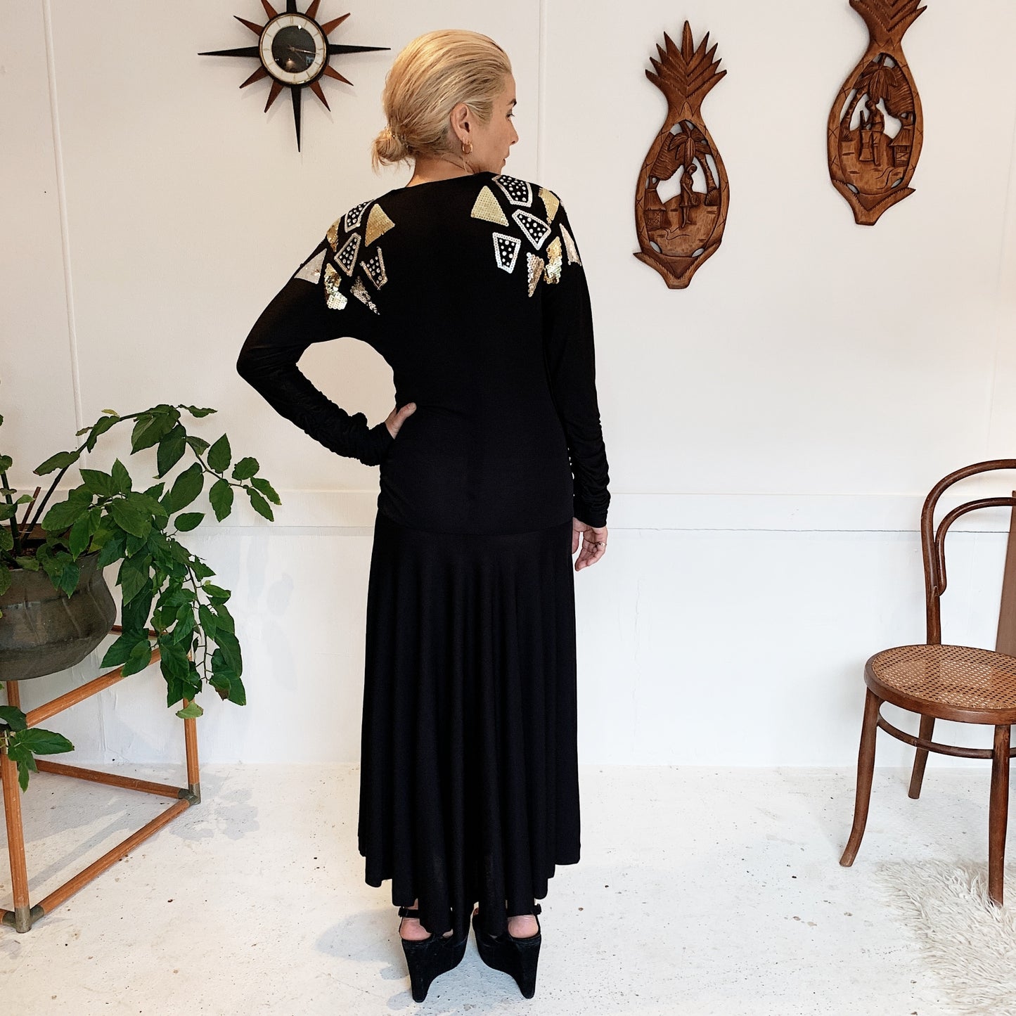 Vintage 80s Jill Fitzsimon Sequinned Swing Dress