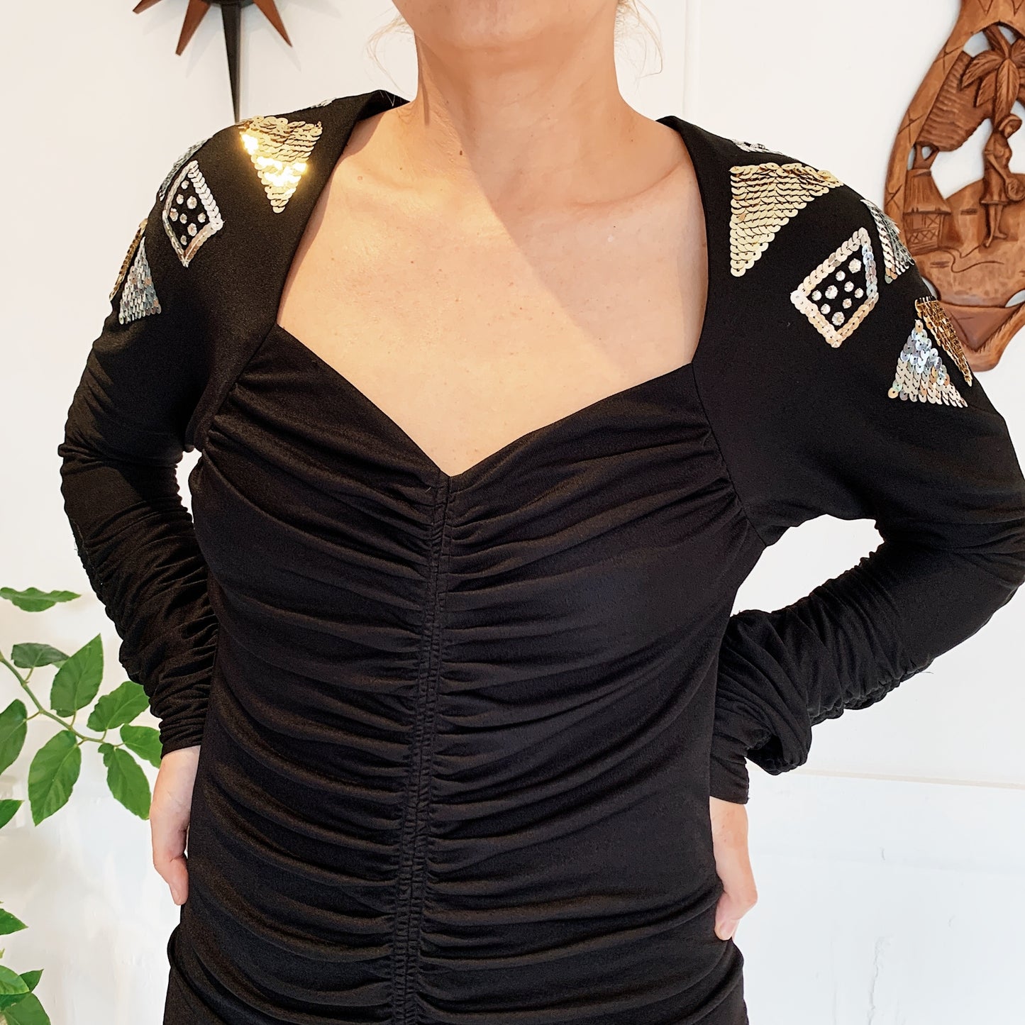 Vintage 80s Jill Fitzsimon Sequinned Swing Dress