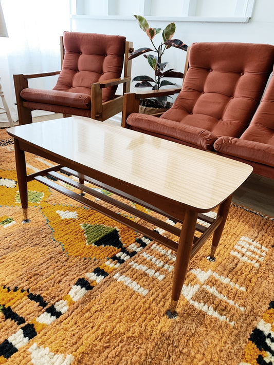 Lami-Top Teak Coffee Table & Magazine Rack