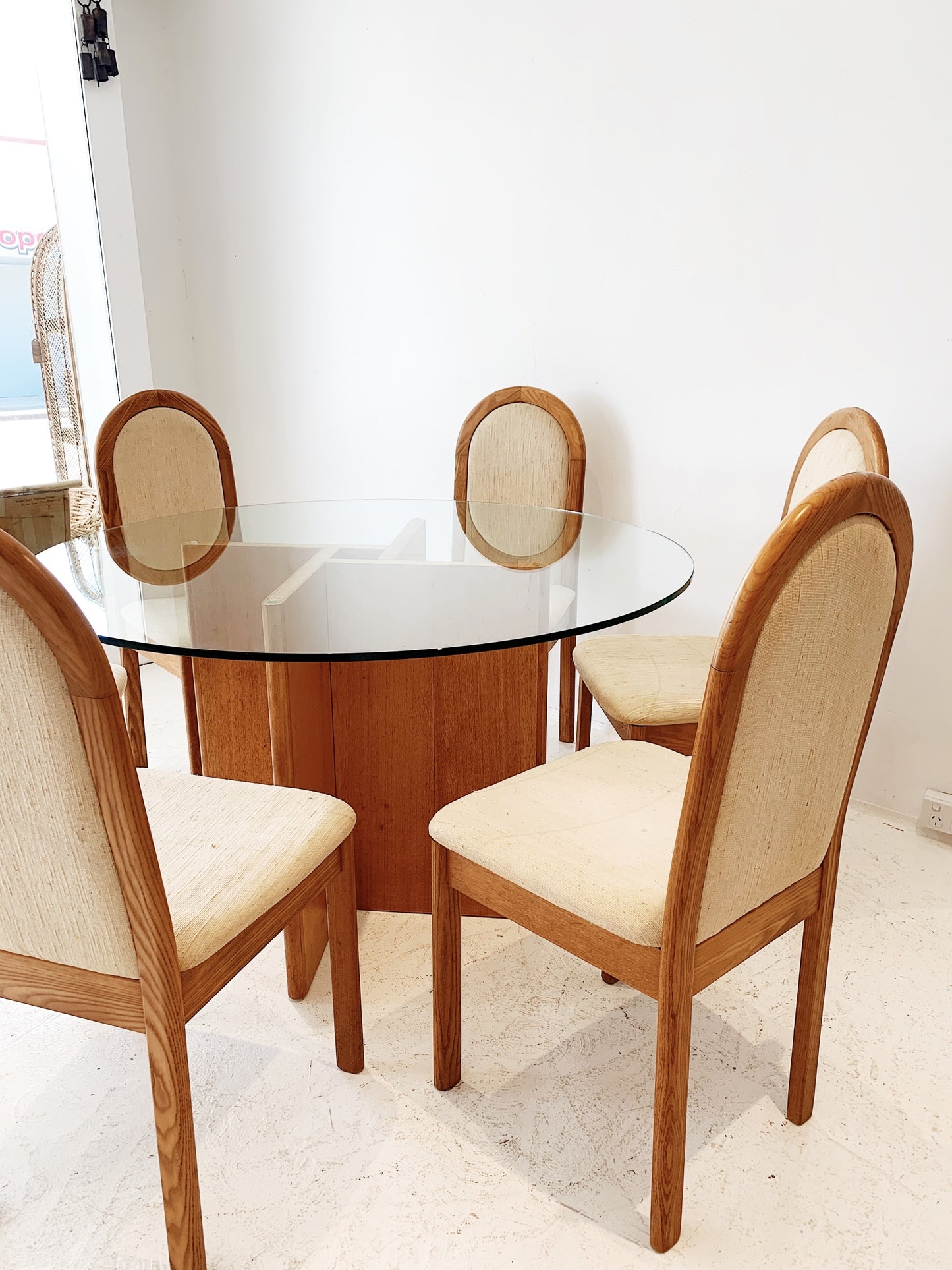 Mid Century Danish Style Dining Table Set (Dining Table & 6 High Back Chairs)
