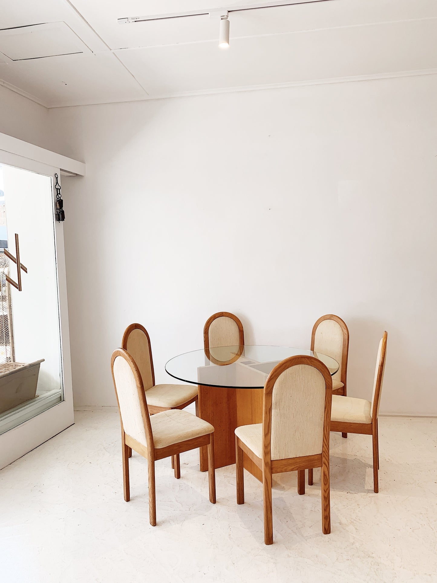 Mid Century Danish Style Dining Table Set (Dining Table & 6 High Back Chairs)