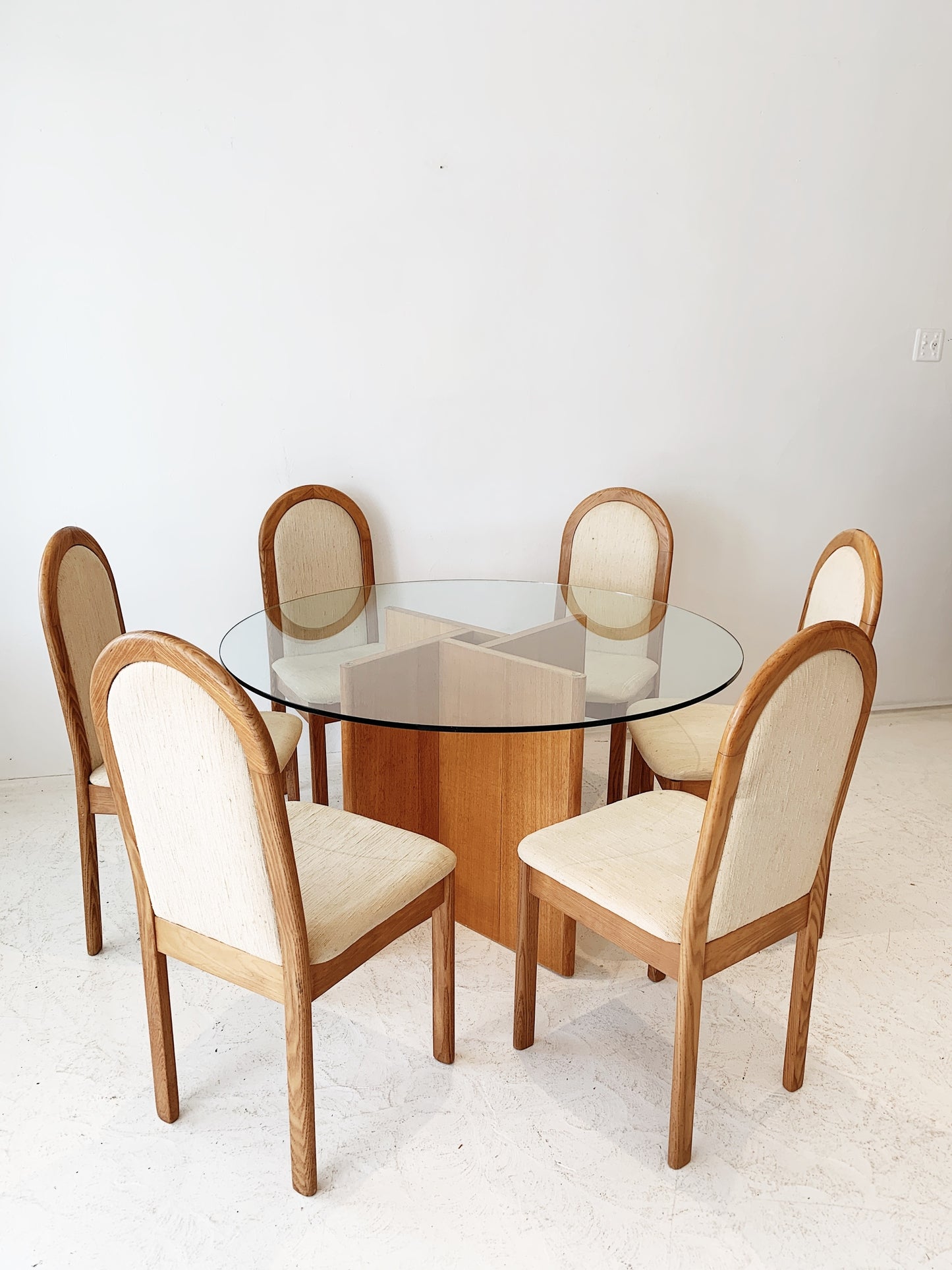 Mid Century Danish Style Dining Table Set (Dining Table & 6 High Back Chairs)