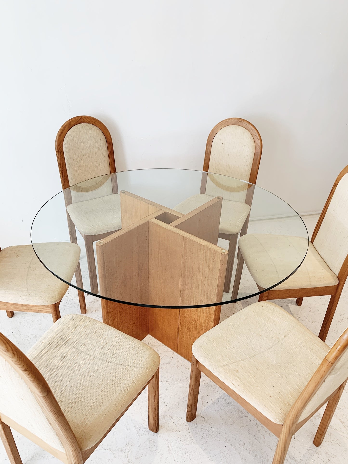 Mid Century Danish Style Dining Table Set (Dining Table & 6 High Back Chairs)