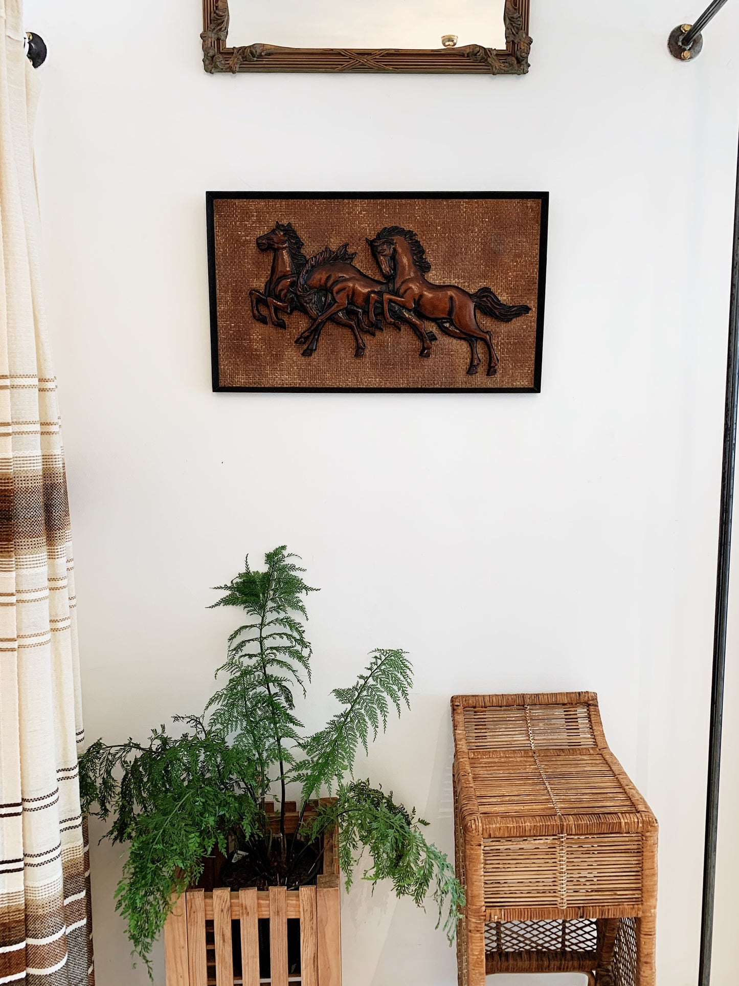 Mid Century Framed Floating Wild Horses