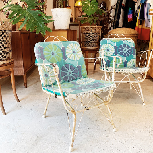 Mid Century Garden Chairs with Seabed Upholstered Cushies