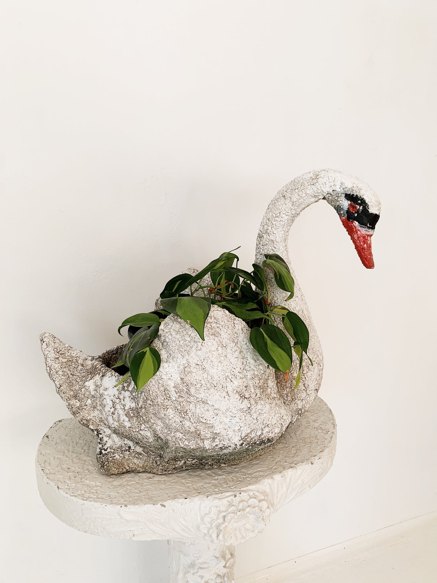 Mid Century Concrete Swan Planter