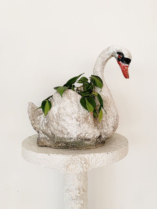 Mid Century Concrete Swan Planter