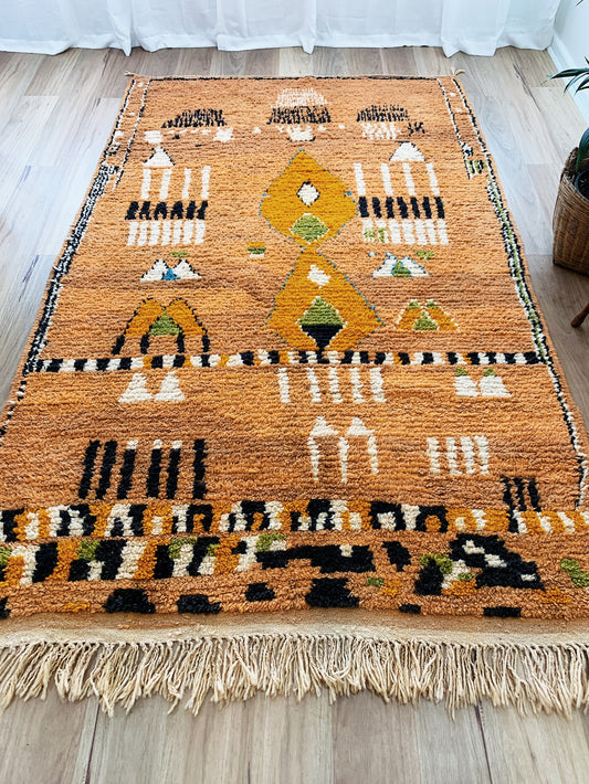 Handmade Boujaad Moroccan Rug / Burnt Orange