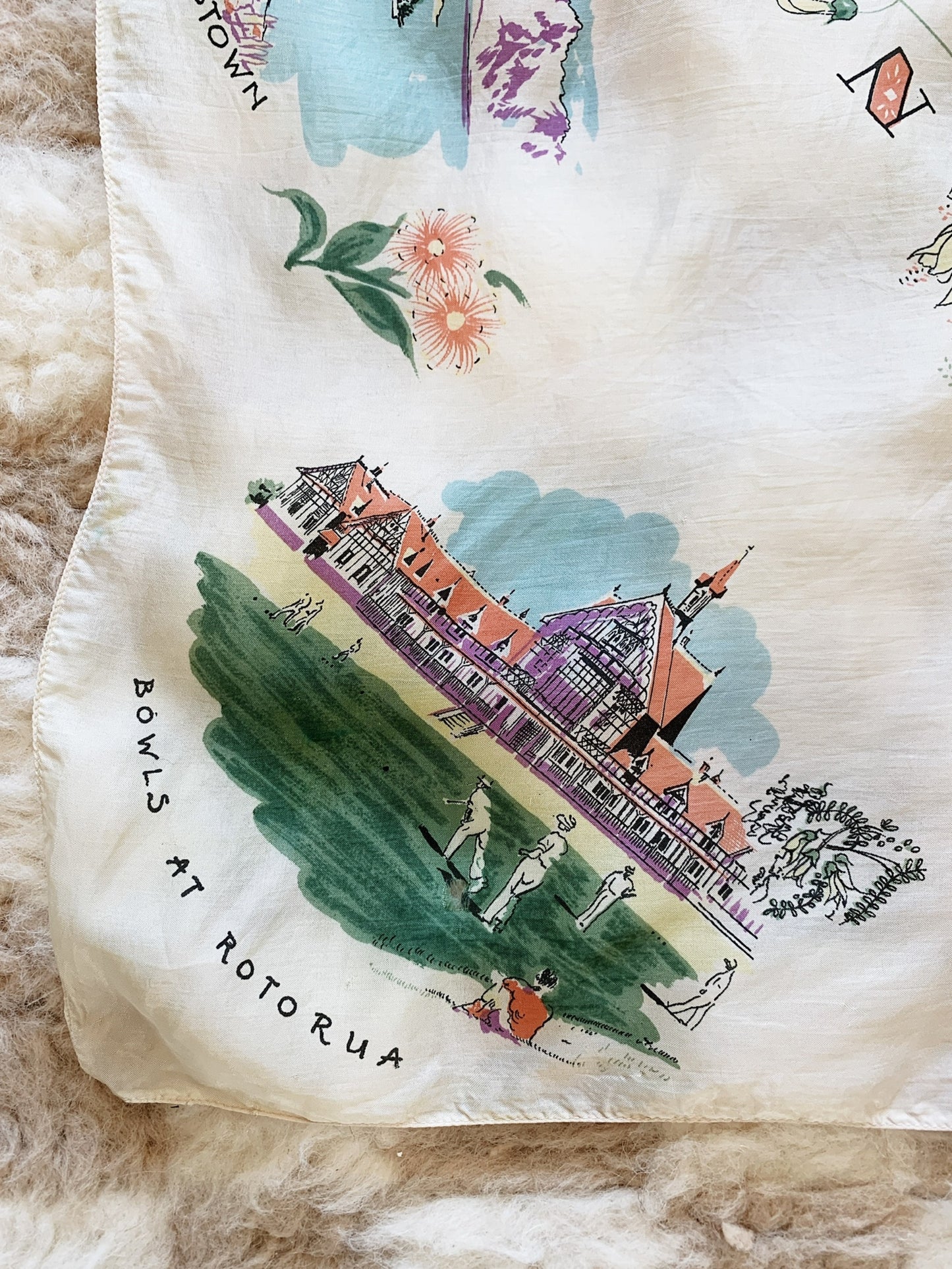 Vintage New Zealand Souvenir Scarf