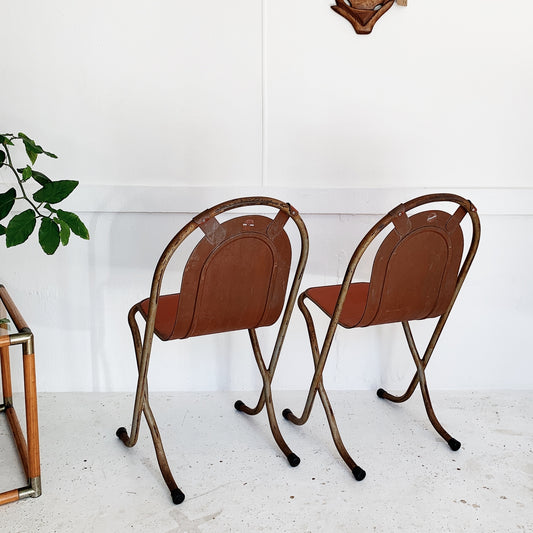 Pair of Red Delicious Sebel Stak-A-Bye Garden Chairs