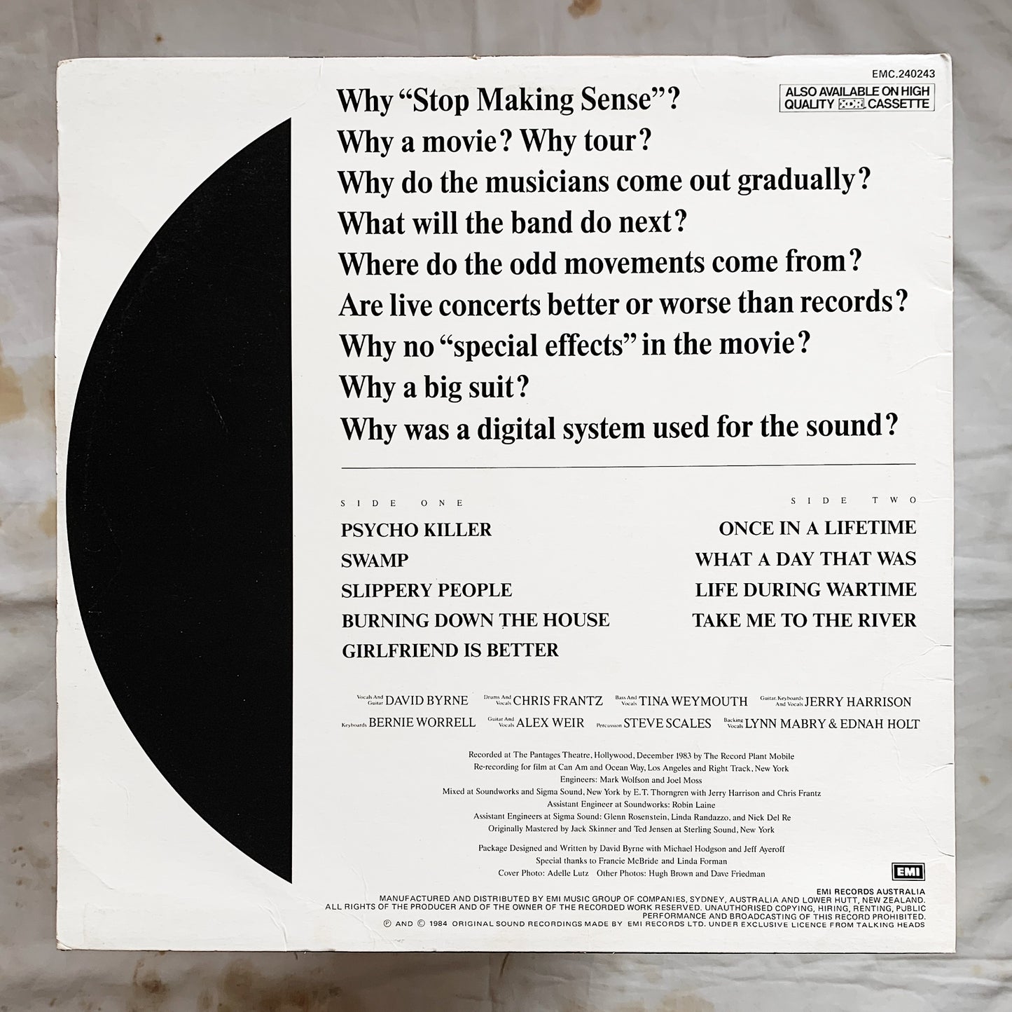 Talking Heads / Stop Making Sense LP