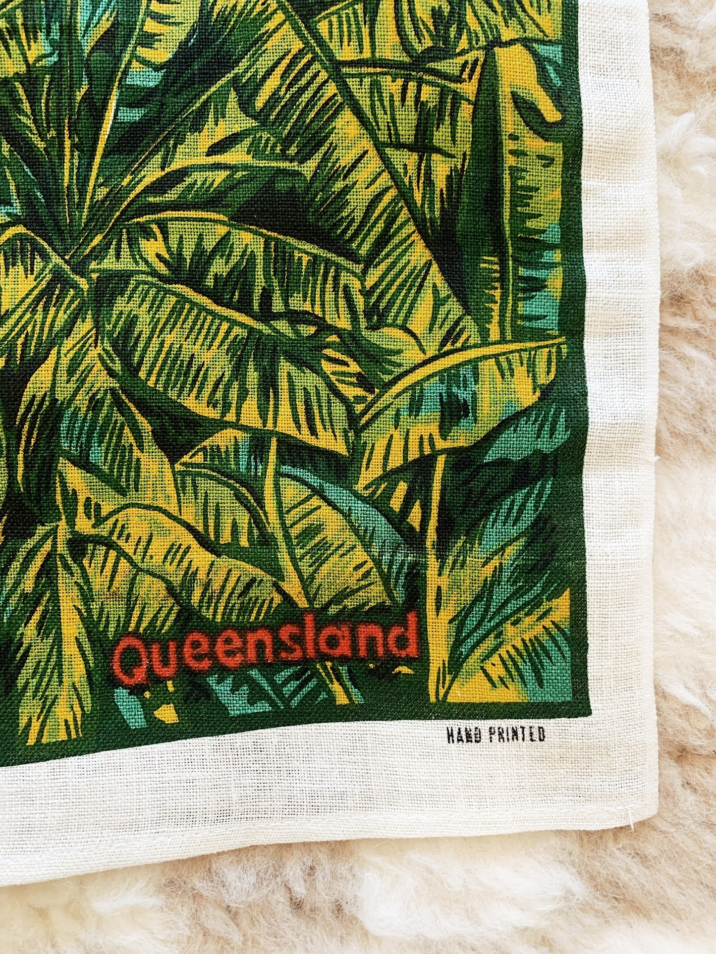 Hand Printed Sunshine Plantation Nambour Souvenir Tea Towel