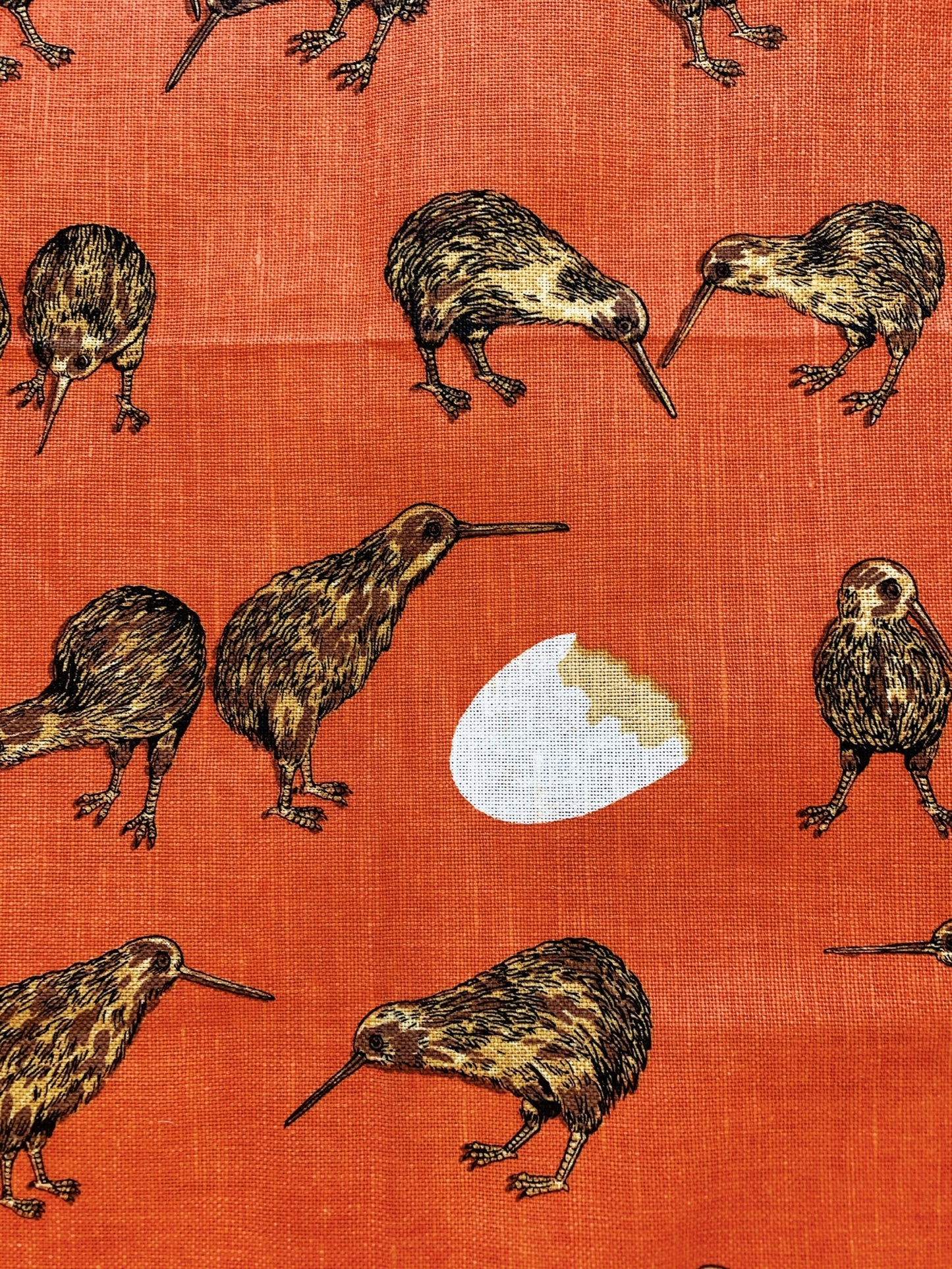 Hand Printed New Zealand Kiwis Souvenir Tea Towel