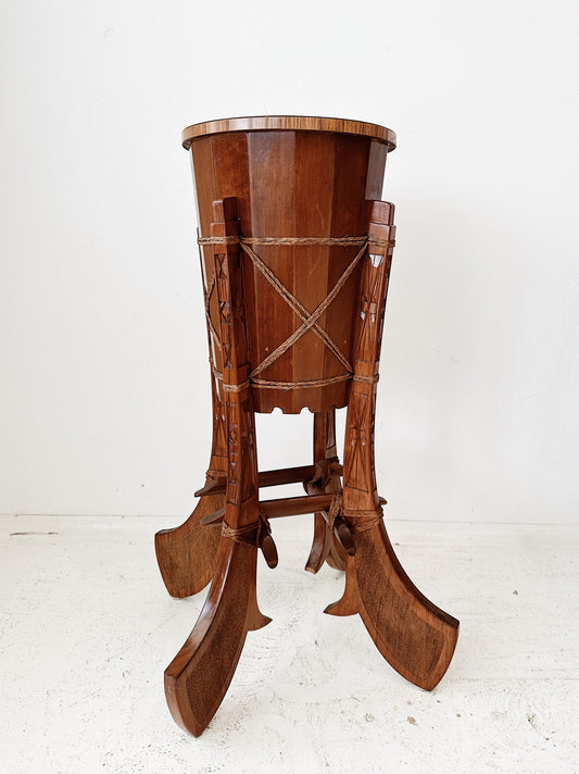 Tribal Hand-Carved Wooden Plant Stand