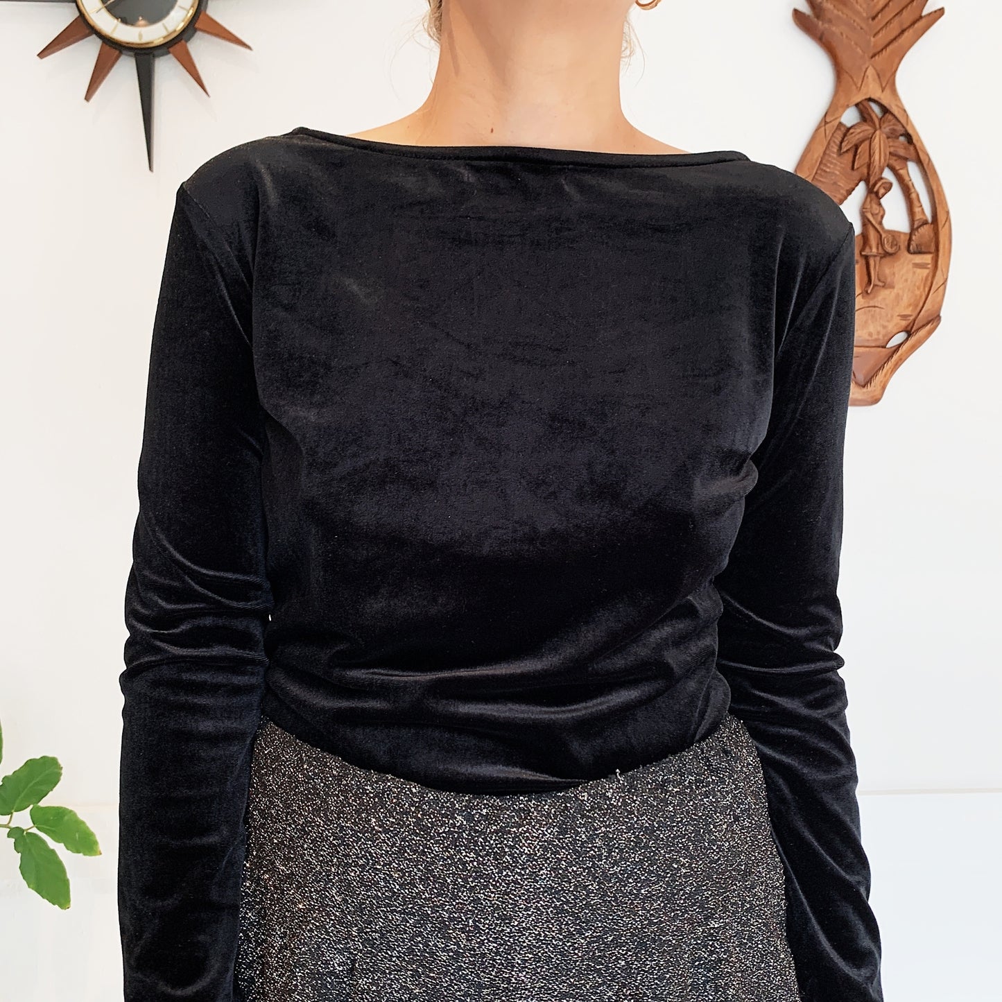 Preloved Velvet Long Sleeve Top