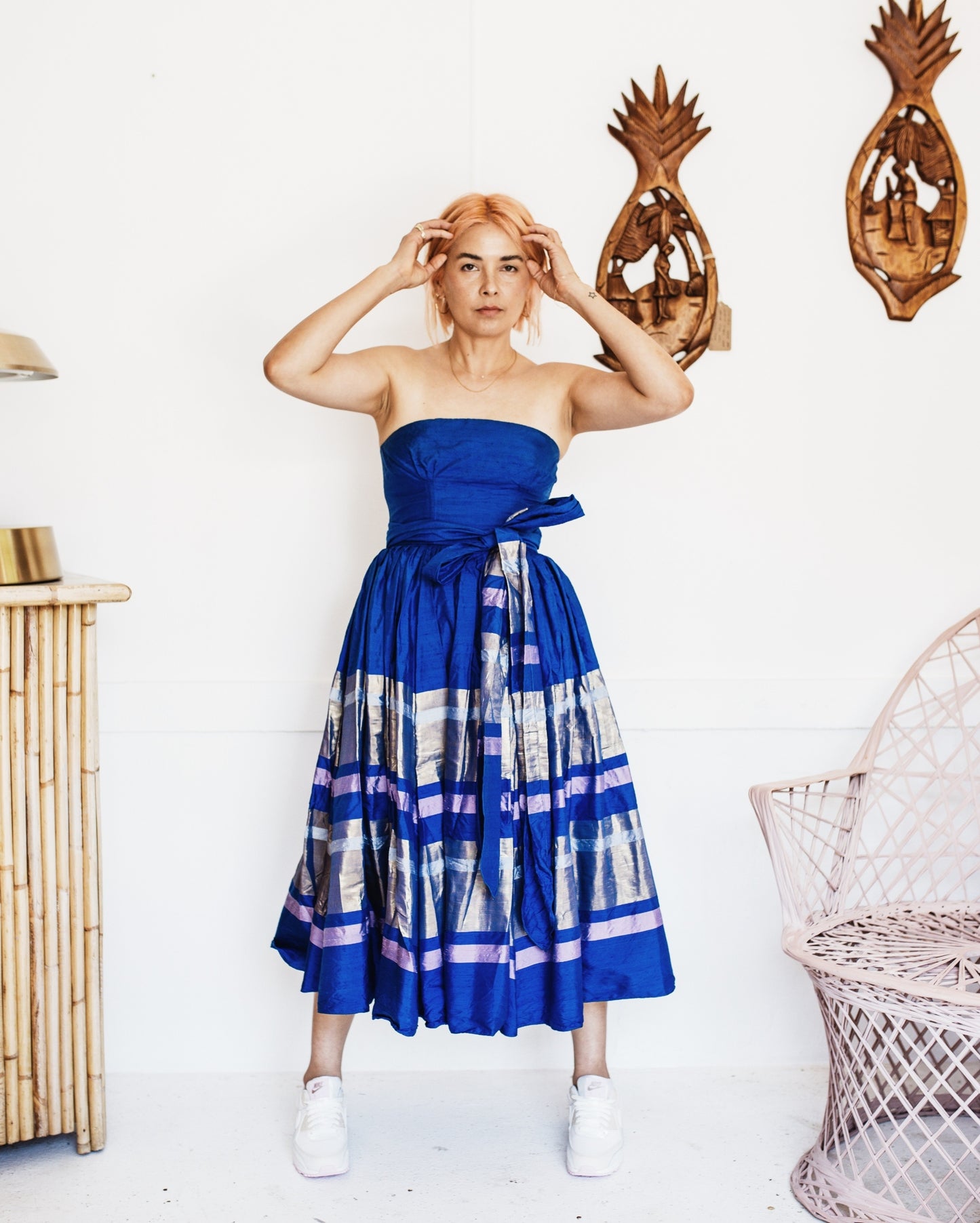 Vintage 60s Prue Acton Striped Silk Dress