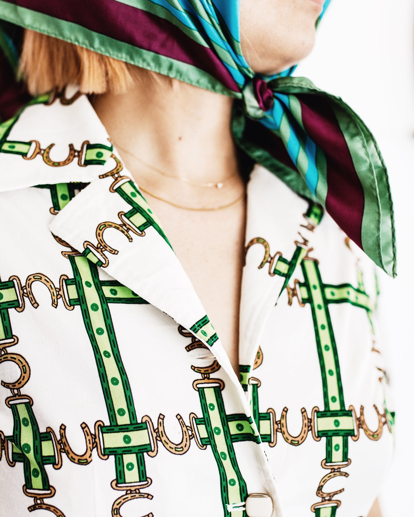 Vintage 70s Button-up Collared Horse Shoe Dress