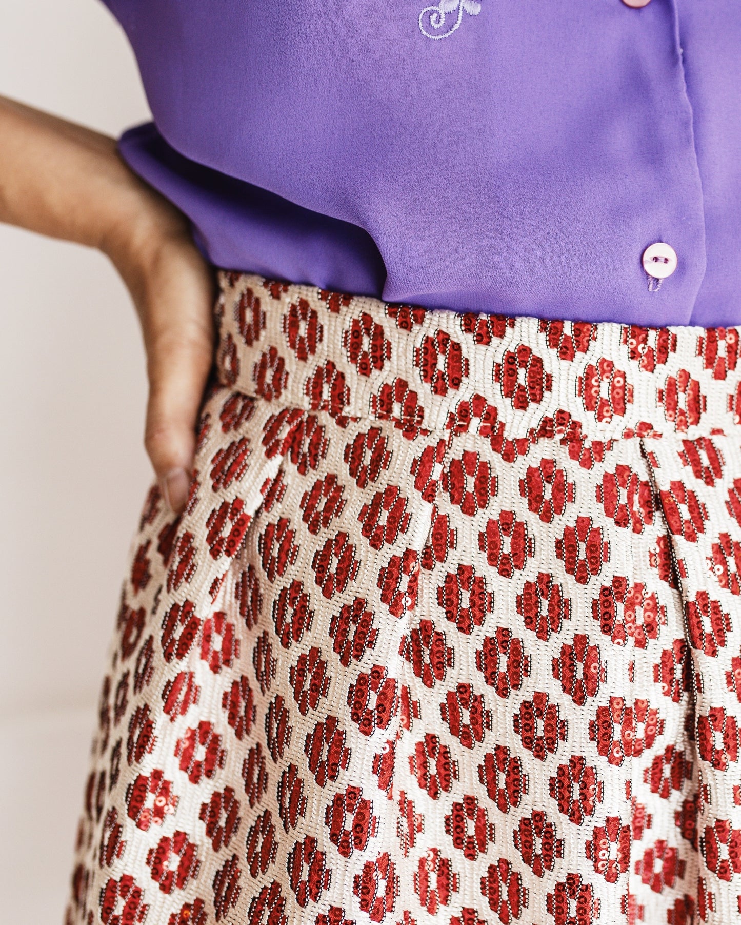Vintage 70s Sequin Embellished Handmade Skirt