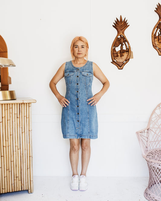 Vintage 90s Just Jeans Button-up Denim Dress