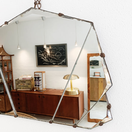 Vintage Art Deco Five Panel Fan Mirror