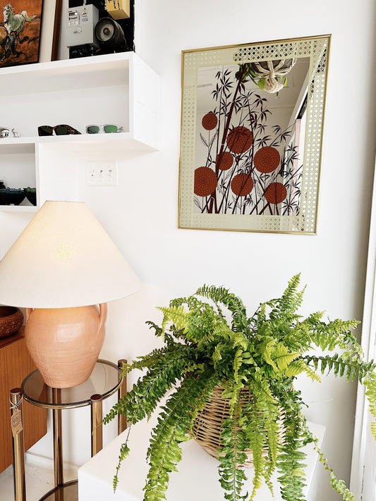 Vintage Blooming Bamboo Print Mirror