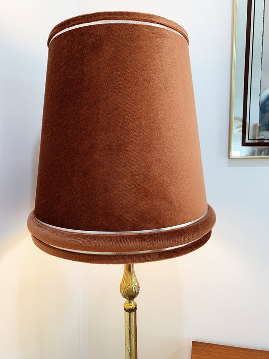 Brass Floor Lamp & Rust Velour Shade